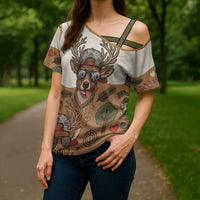 Valentine Buck Cross Shoulder Shirt with Camo Cap and XOXO Pattern Retro Hunting