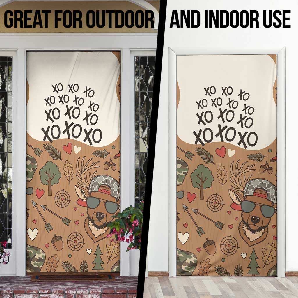 Valentine Buck Door Cover with Camo Cap and XOXO Pattern Retro Hunting