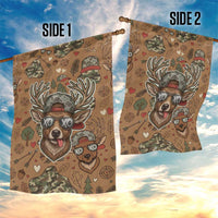 Valentine Buck Garden Flag with Camo Cap and XOXO Pattern Retro Hunting