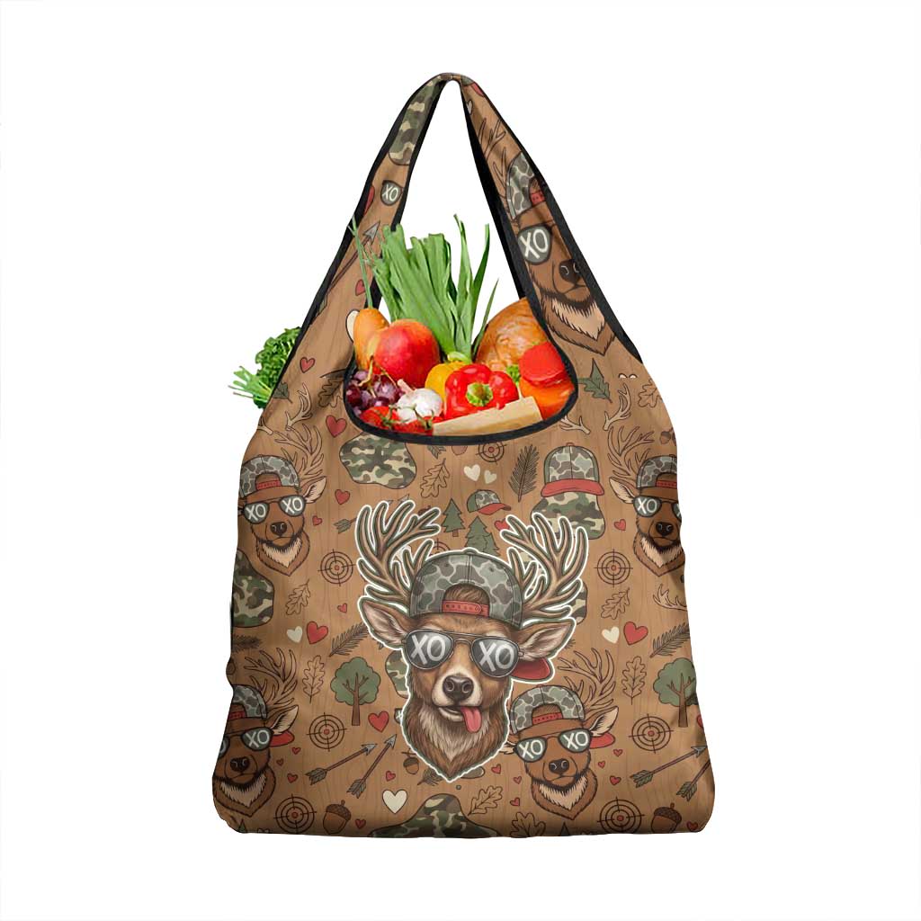 Valentine Buck Grocery Bag with Camo Cap and XOXO Pattern Retro Hunting