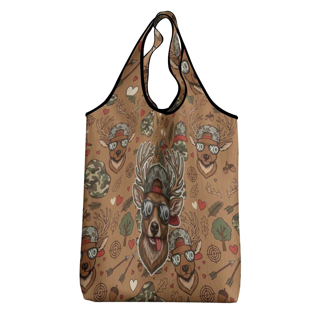Valentine Buck Grocery Bag with Camo Cap and XOXO Pattern Retro Hunting
