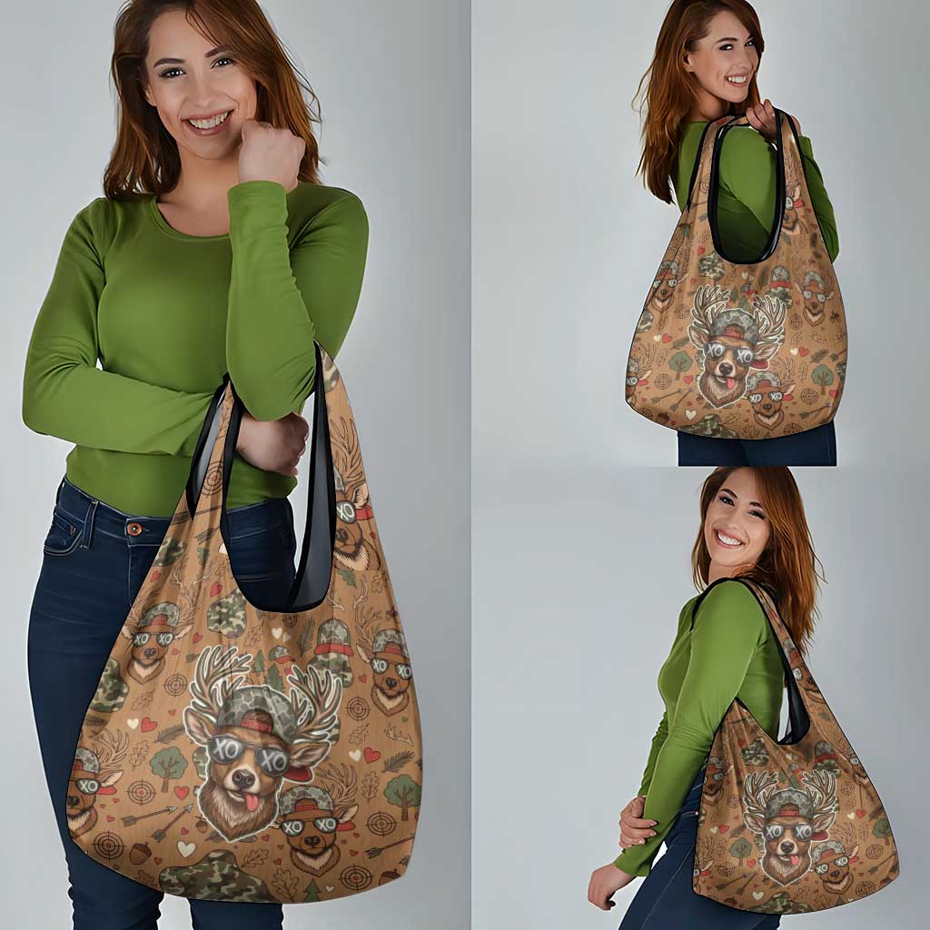 Valentine Buck Grocery Bag with Camo Cap and XOXO Pattern Retro Hunting