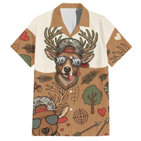 Valentine Buck Hawaiian Shirt with Camo Cap and XOXO Pattern Retro Hunting