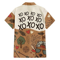 Valentine Buck Hawaiian Shirt with Camo Cap and XOXO Pattern Retro Hunting