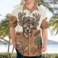 Valentine Buck Hawaiian Shirt with Camo Cap and XOXO Pattern Retro Hunting