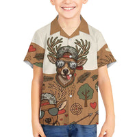 Valentine Buck Hawaiian Shirt with Camo Cap and XOXO Pattern Retro Hunting