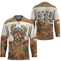 Valentine Buck Hockey Jersey with Camo Cap and XOXO Pattern Retro Hunting