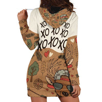 Valentine Buck Hoodie Dress with Camo Cap and XOXO Pattern Retro Hunting