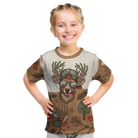 Valentine Buck Kid T Shirt with Camo Cap and XOXO Pattern Retro Hunting