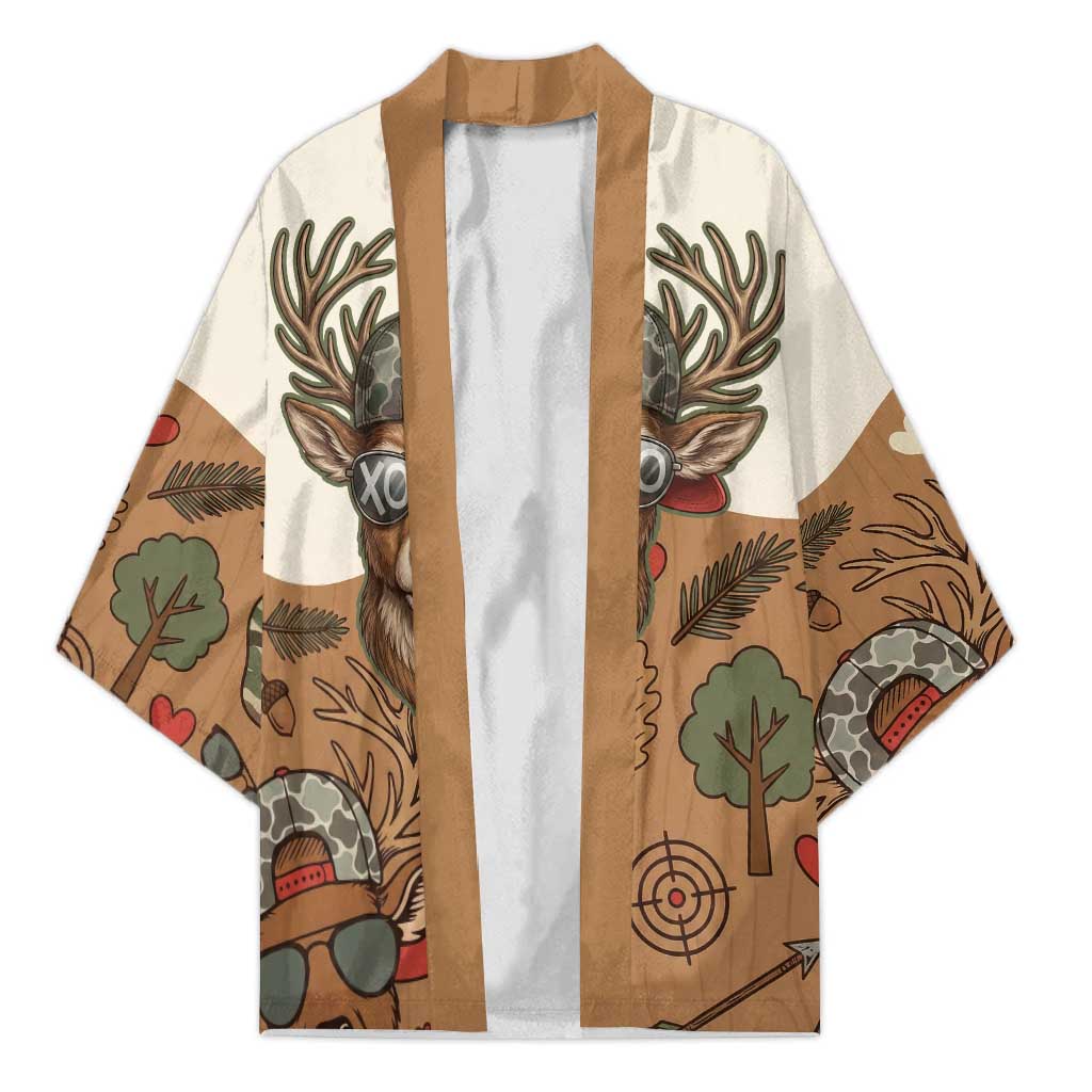 Valentine Buck Kimono with Camo Cap and XOXO Pattern Retro Hunting