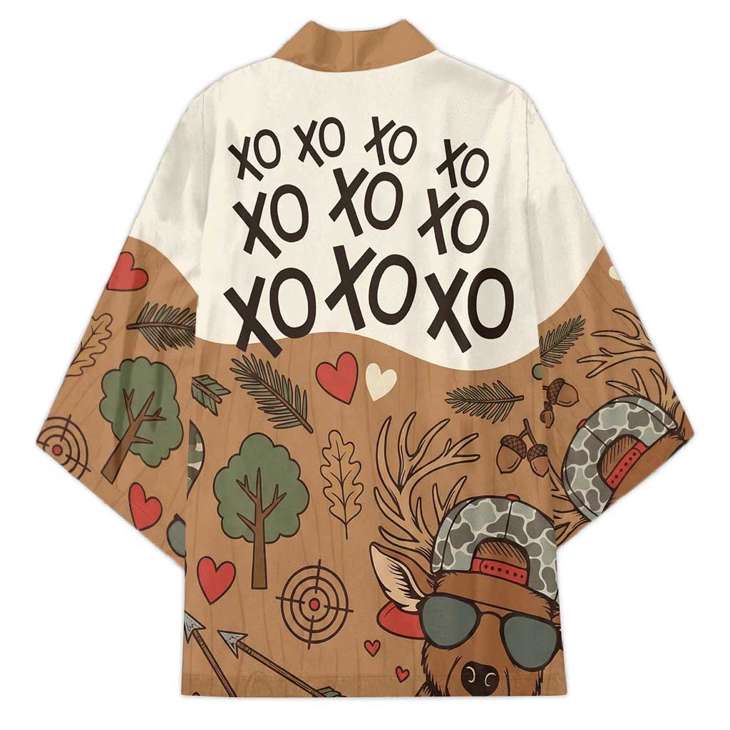 Valentine Buck Kimono with Camo Cap and XOXO Pattern Retro Hunting