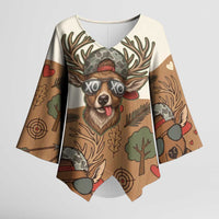 Valentine Buck Kimono Sleeve Blouse with Camo Cap and XOXO Pattern Retro Hunting