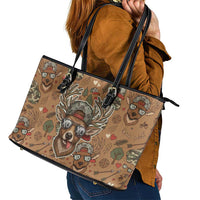 Valentine Buck Leather Tote Bag with Camo Cap and XOXO Pattern Retro Hunting