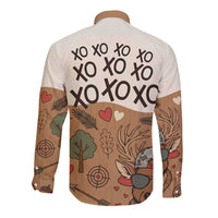 Valentine Buck Long Sleeve Button Shirt with Camo Cap and XOXO Pattern Retro Hunting