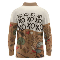 Valentine Buck Long Sleeve Polo Shirt with Camo Cap and XOXO Pattern Retro Hunting