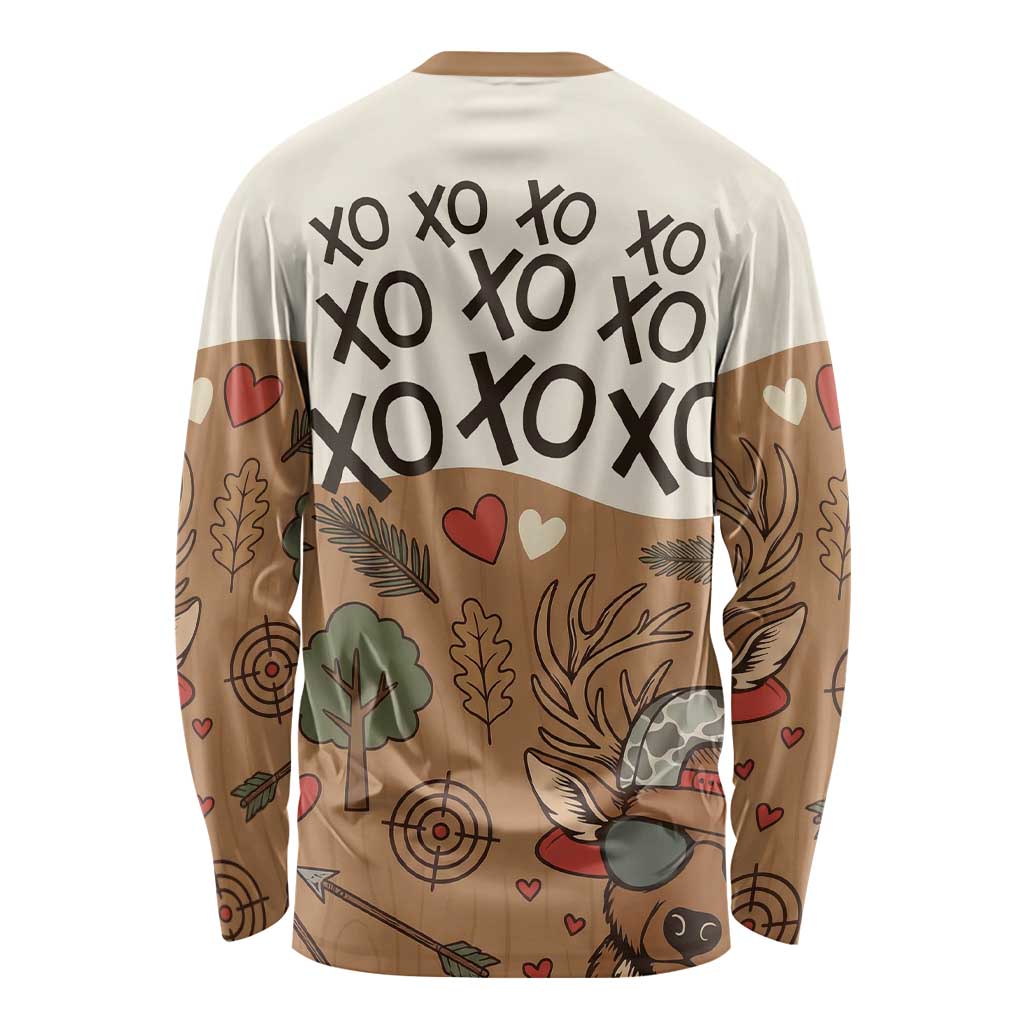 Valentine Buck Long Sleeve Shirt with Camo Cap and XOXO Pattern Retro Hunting