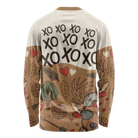 Valentine Buck Long Sleeve Shirt with Camo Cap and XOXO Pattern Retro Hunting