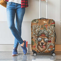 Valentine Buck Luggage Cover with Camo Cap and XOXO Pattern Retro Hunting