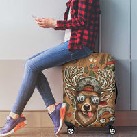 Valentine Buck Luggage Cover with Camo Cap and XOXO Pattern Retro Hunting