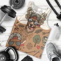 Valentine Buck Men Tank Top with Camo Cap and XOXO Pattern Retro Hunting