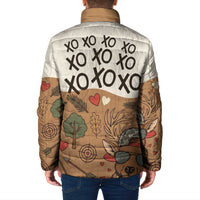 Valentine Buck Padded Jacket with Camo Cap and XOXO Pattern Retro Hunting