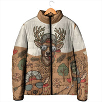 Valentine Buck Padded Jacket with Camo Cap and XOXO Pattern Retro Hunting