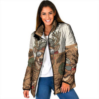 Valentine Buck Padded Jacket with Camo Cap and XOXO Pattern Retro Hunting