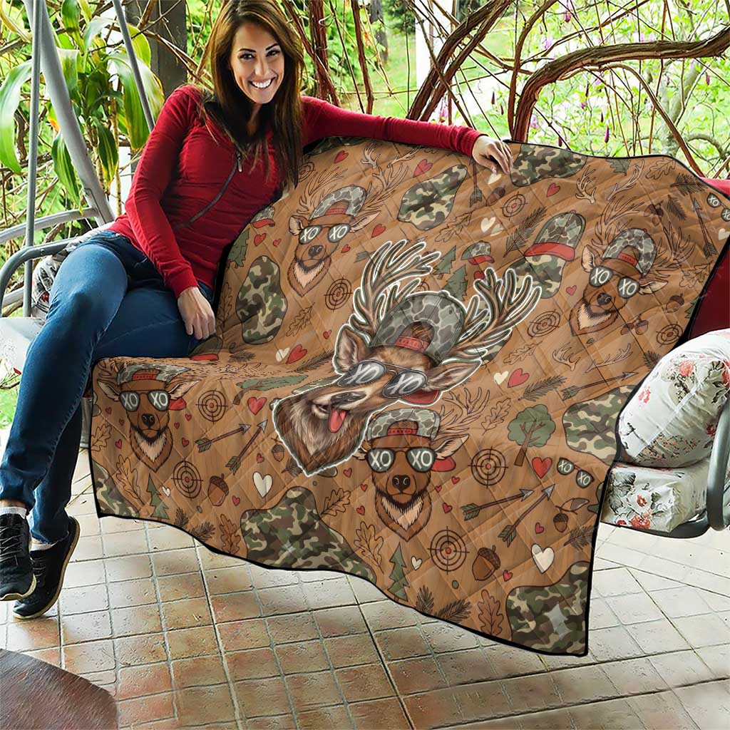 Valentine Buck Quilt with Camo Cap and XOXO Pattern Retro Hunting