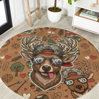 Valentine Buck Round Carpet with Camo Cap and XOXO Pattern Retro Hunting