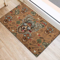 Valentine Buck Rubber Doormat with Camo Cap and XOXO Pattern Retro Hunting