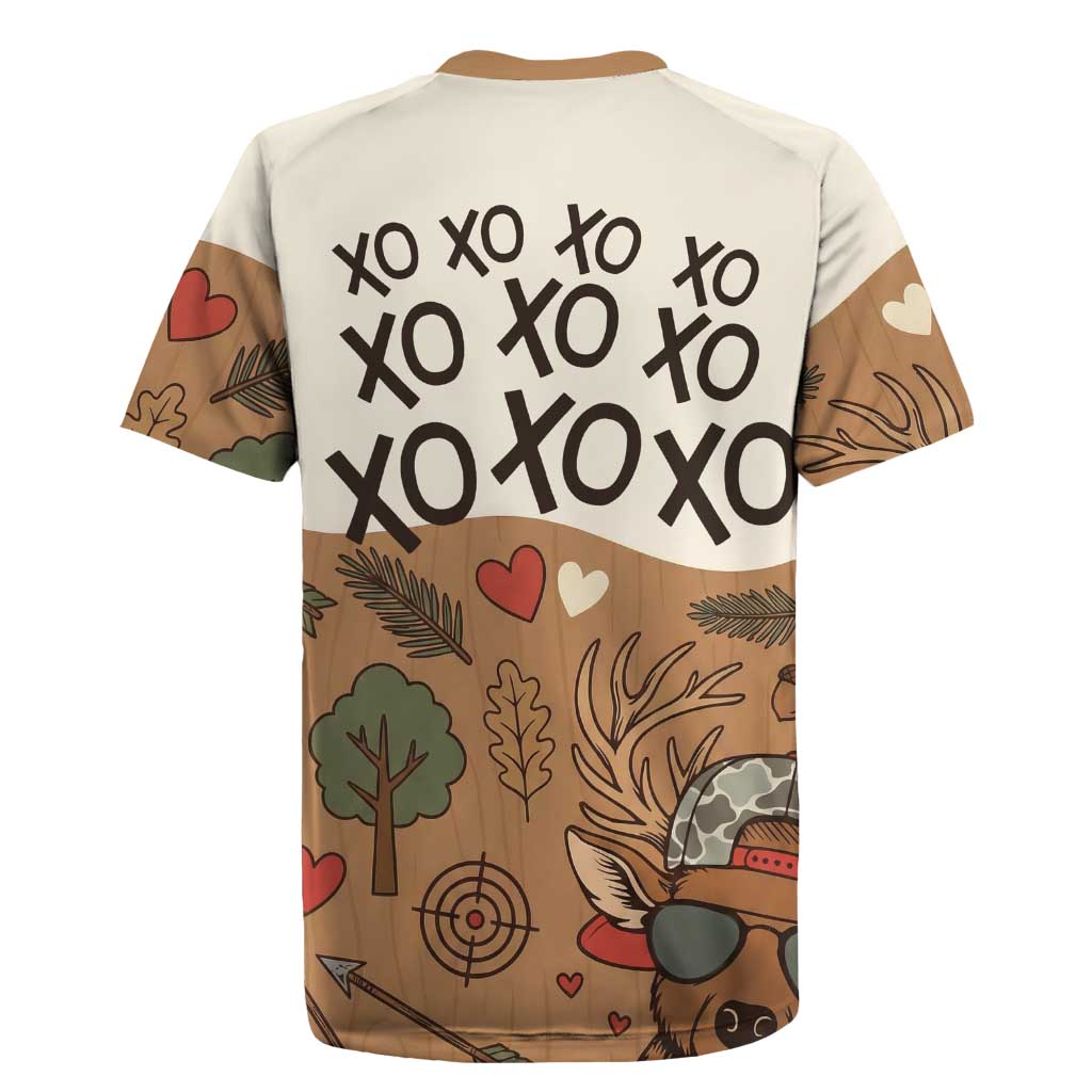 Valentine Buck Rugby Jersey with Camo Cap and XOXO Pattern Retro Hunting