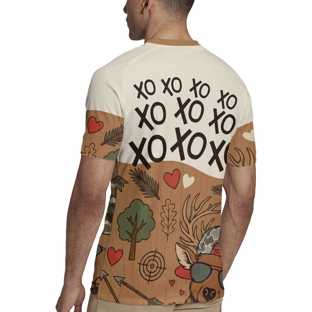 Valentine Buck Rugby Jersey with Camo Cap and XOXO Pattern Retro Hunting