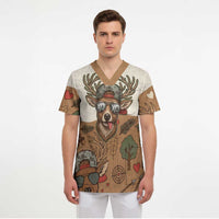 Valentine Buck Scrub Top with Camo Cap and XOXO Pattern Retro Hunting