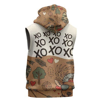 Valentine Buck Sleeveless Hoodie with Camo Cap and XOXO Pattern Retro Hunting