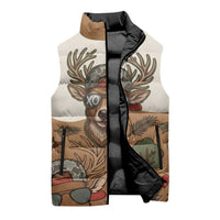 Valentine Buck Sleeveless Puffer Jacket with Camo Cap and XOXO Pattern Retro Hunting