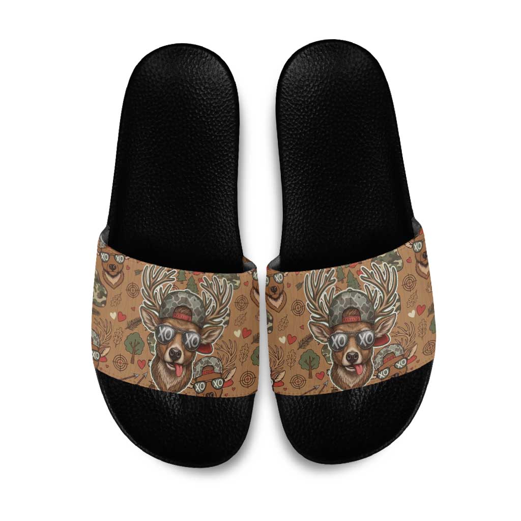 Valentine Buck Slide Sandals with Camo Cap and XOXO Pattern Retro Hunting