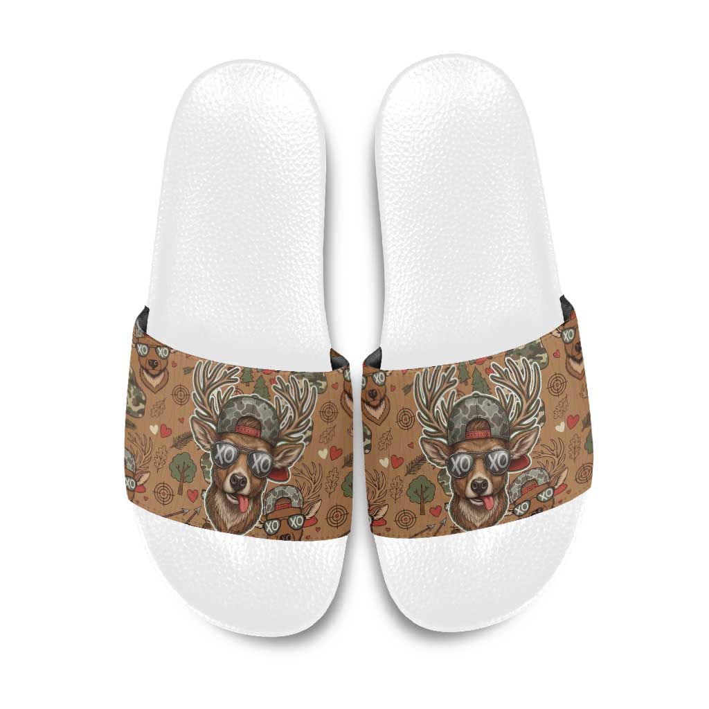 Valentine Buck Slide Sandals with Camo Cap and XOXO Pattern Retro Hunting