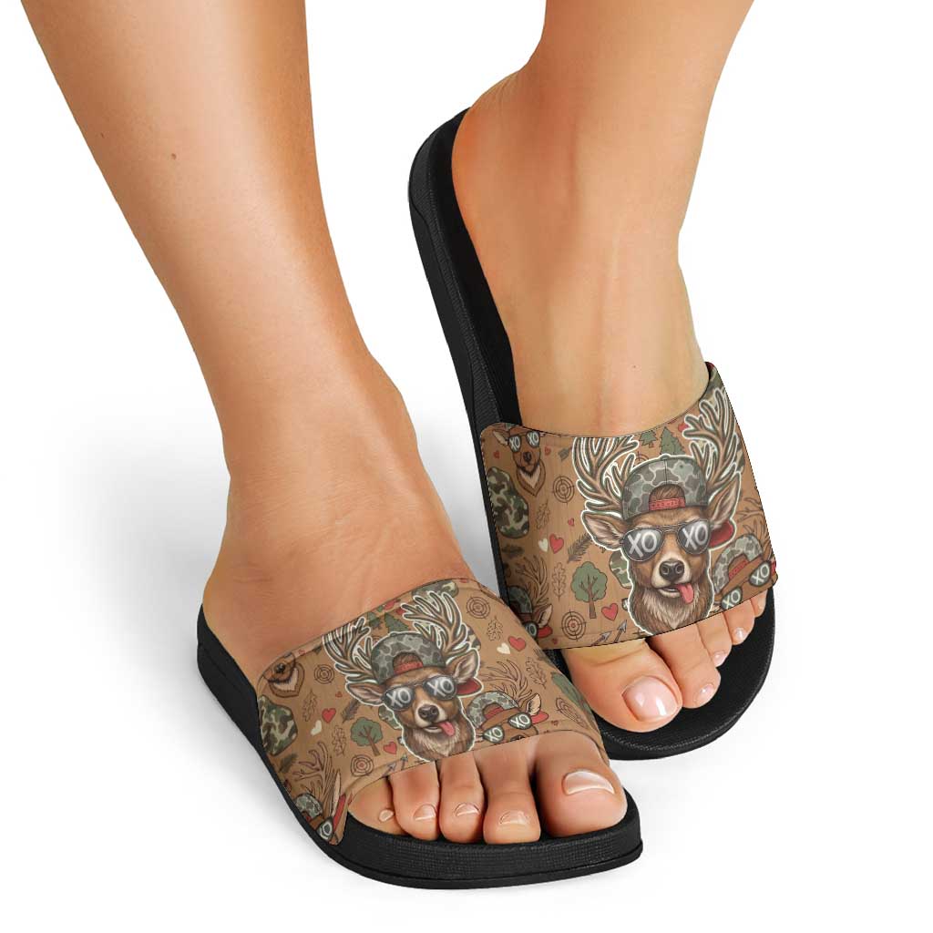 Valentine Buck Slide Sandals with Camo Cap and XOXO Pattern Retro Hunting