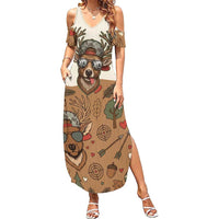 Valentine Buck Summer Maxi Dress with Camo Cap and XOXO Pattern Retro Hunting