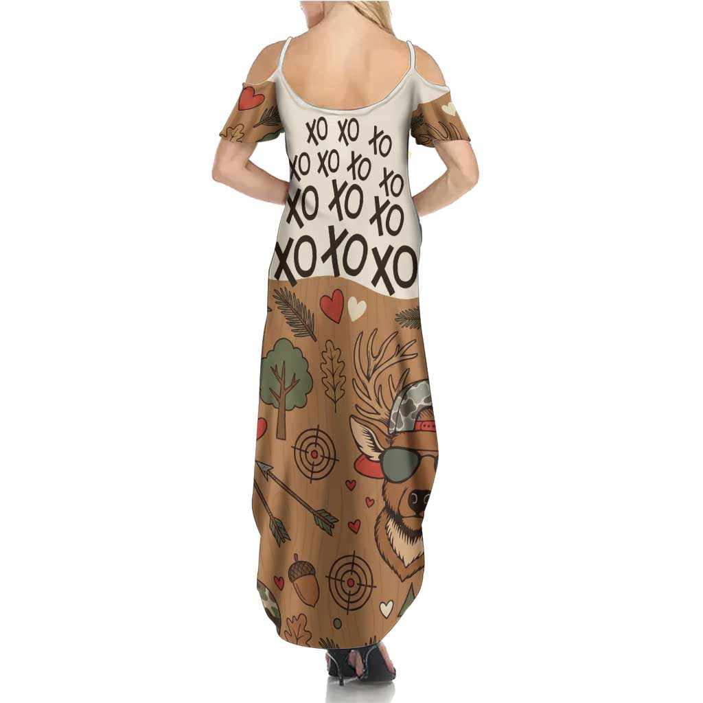 Valentine Buck Summer Maxi Dress with Camo Cap and XOXO Pattern Retro Hunting