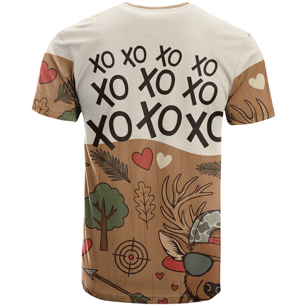 Valentine Buck T Shirt with Camo Cap and XOXO Pattern Retro Hunting