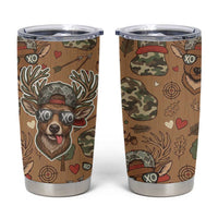 Valentine Buck Tumbler Cup with Camo Cap and XOXO Pattern Retro Hunting