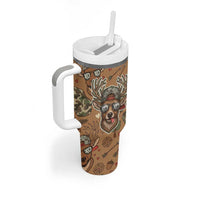 Valentine Buck Tumbler With Handle with Camo Cap and XOXO Pattern Retro Hunting