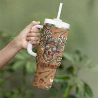 Valentine Buck Tumbler With Handle with Camo Cap and XOXO Pattern Retro Hunting