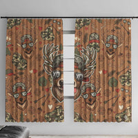 Valentine Buck Window Curtain with Camo Cap and XOXO Pattern Retro Hunting