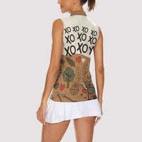 Valentine Buck Women Sleeveless Polo Shirt with Camo Cap and XOXO Pattern Retro Hunting