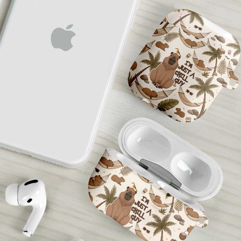 Chill Capybara Vibes AirPods Case with Hammock and Coconut Tropical Relaxed Style