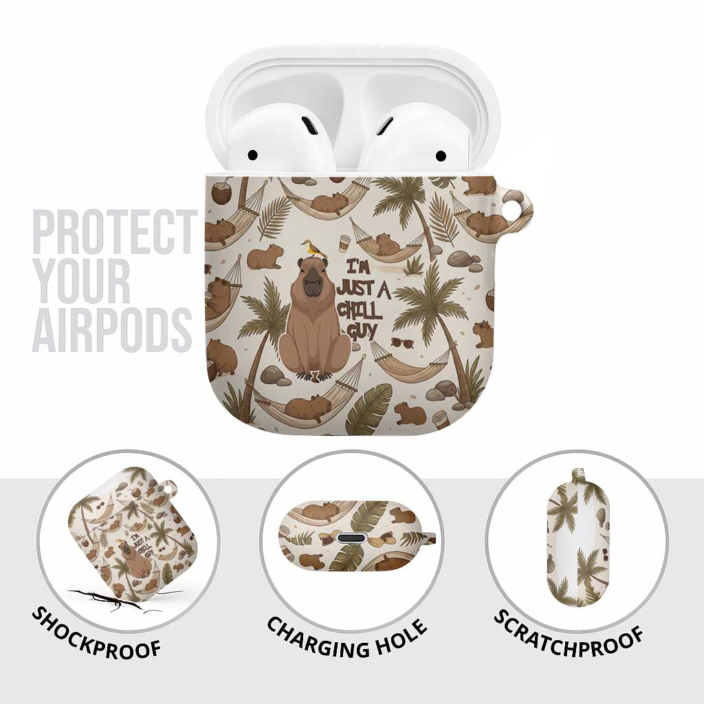 Chill Capybara Vibes AirPods Case with Hammock and Coconut Tropical Relaxed Style