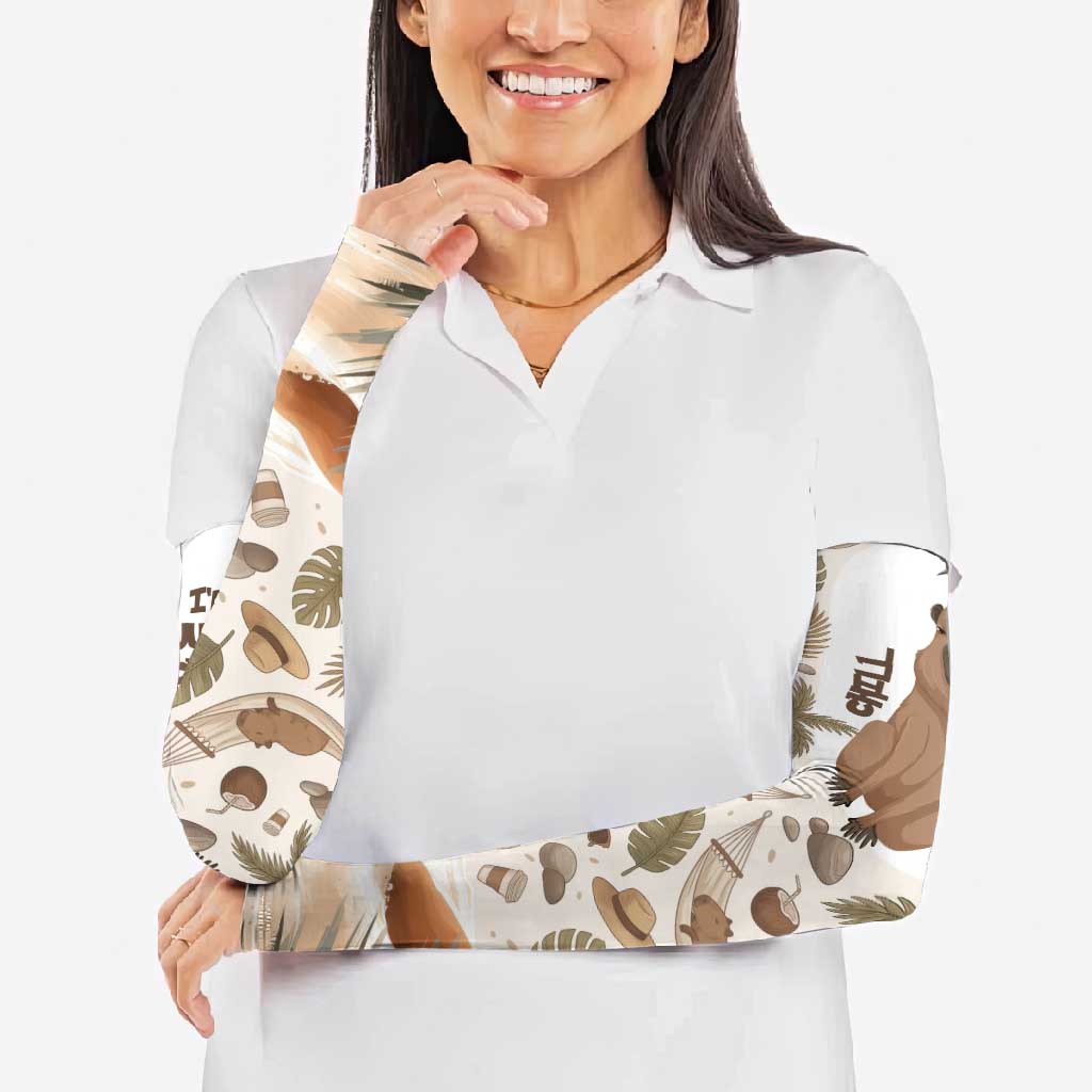 Chill Capybara Vibes Arm Sleeves with Hammock and Coconut Tropical Relaxed Style