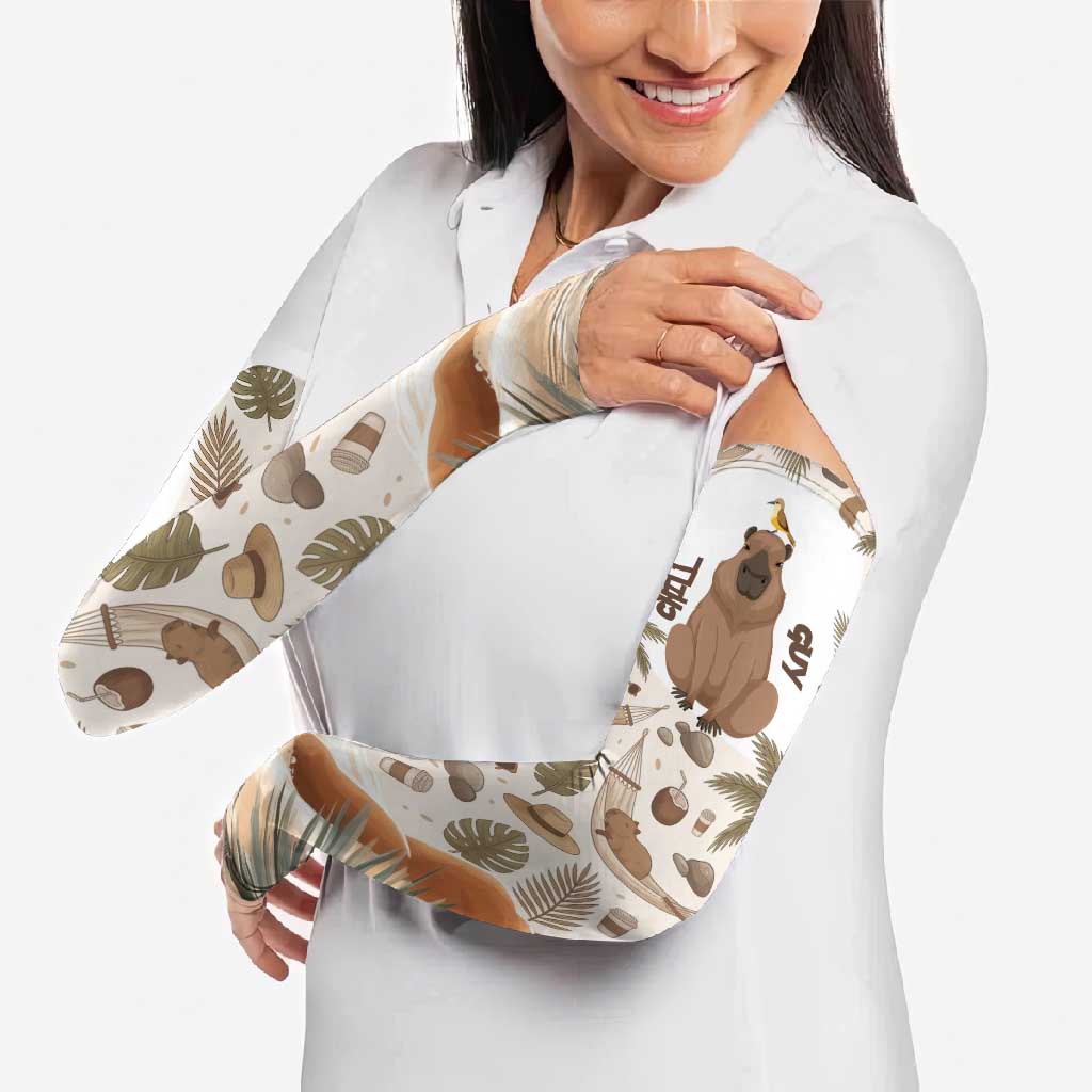 Chill Capybara Vibes Arm Sleeves with Hammock and Coconut Tropical Relaxed Style